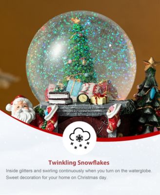 120mm Christmas Resin Lighted Musical Christmas Tree on Fireplace Waterglobe