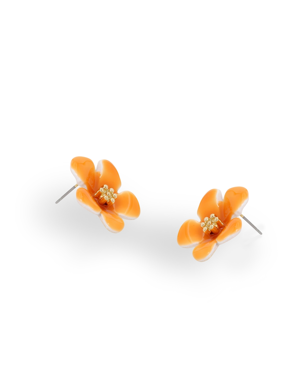 Shop Betsey Johnson Enamel Tropical Flower Stud Earrings In Orange