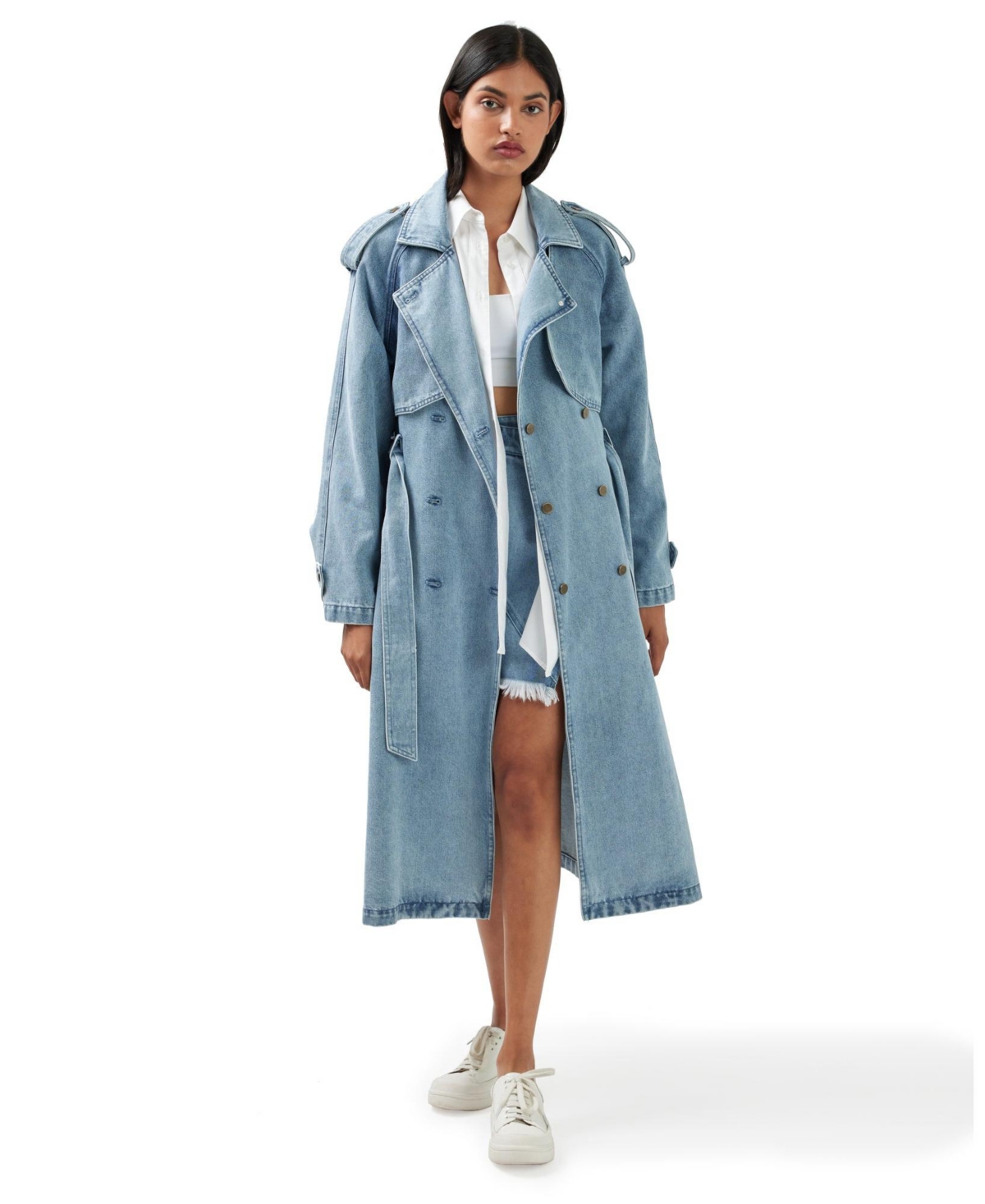 Belle & Bloom Women's Wild Skies Denim Trench Coat
