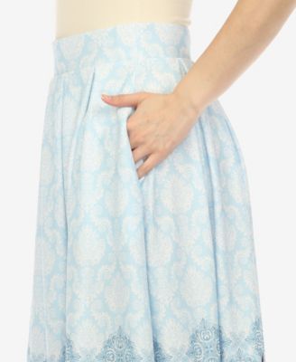 Women's Border Prints Pleated Midi Skirt