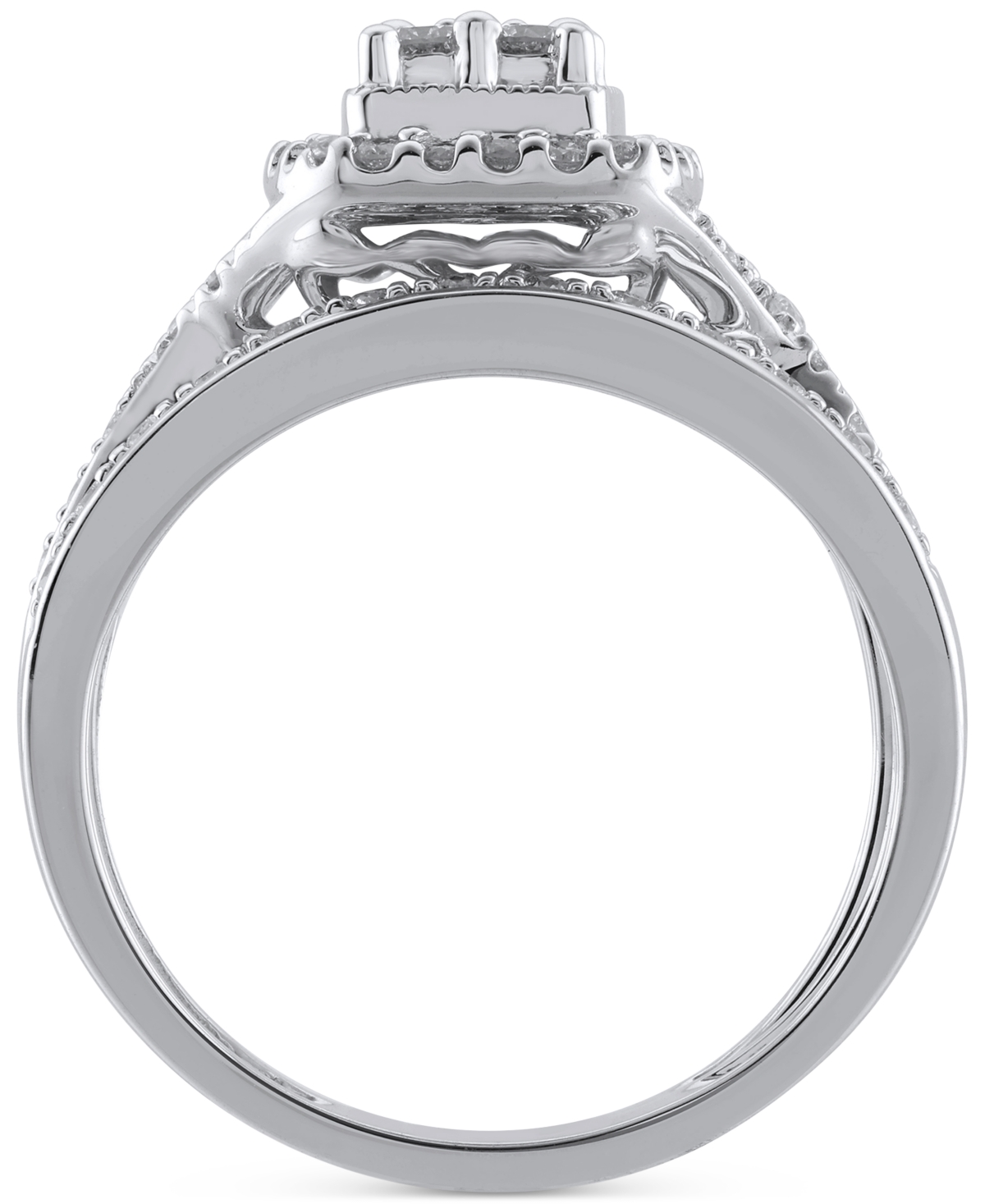 Diamond Square Halo Cluster Bridal Set (1/2 ct. t.w.) in 14k- White Gold