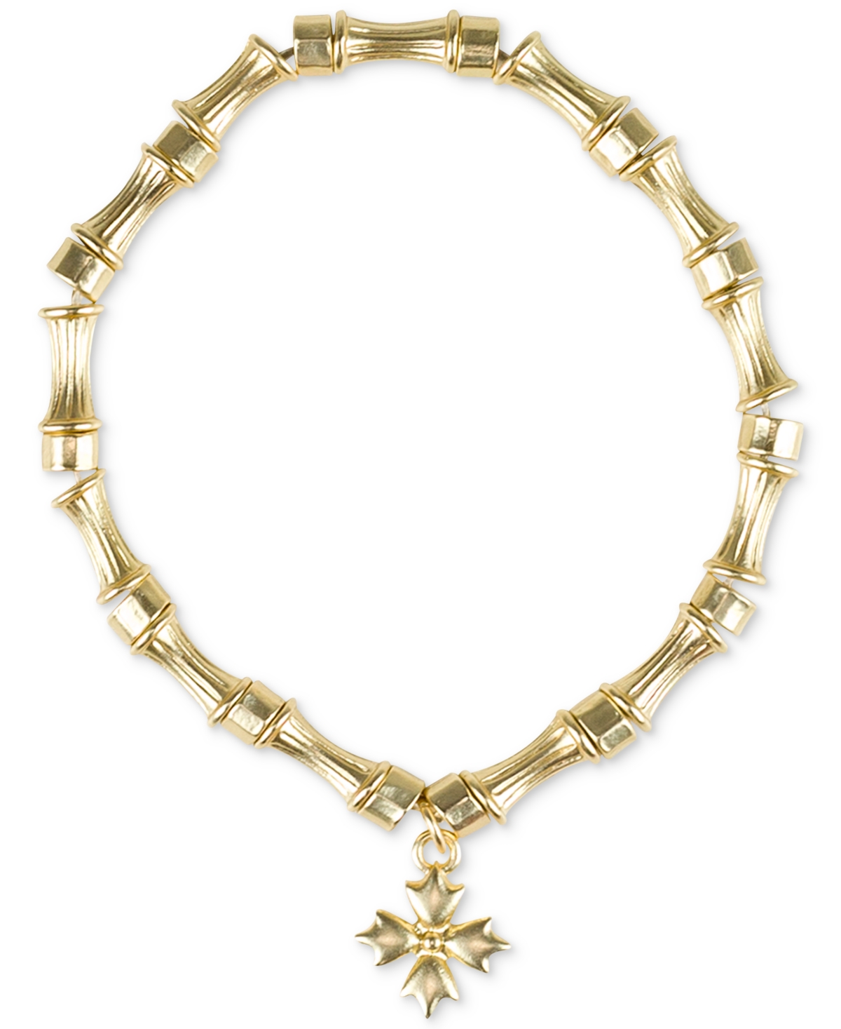 Gold-Tone Floret Charm Beaded Stretch Bracelet - Egyptian G
