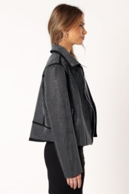 Elaina Crystal Studded Moto Jacket