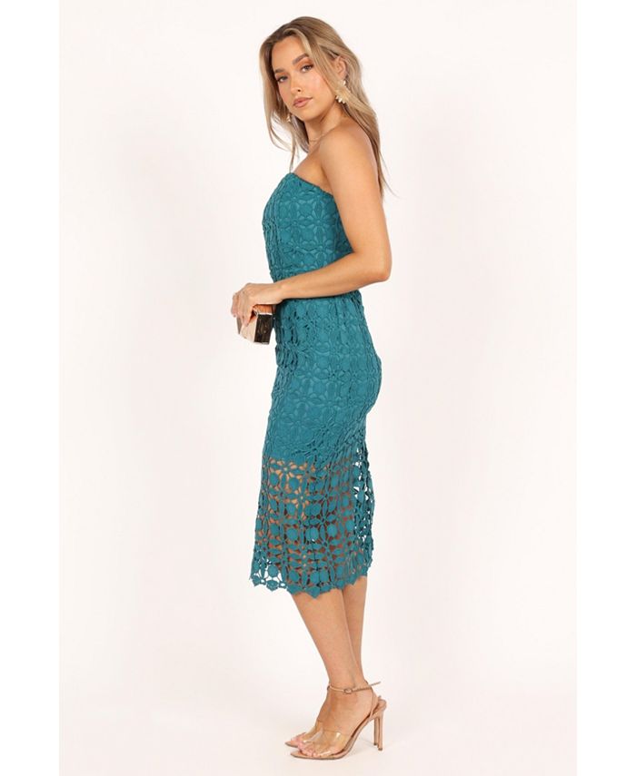 4610347 Mint Strapless Lace Midi Dress