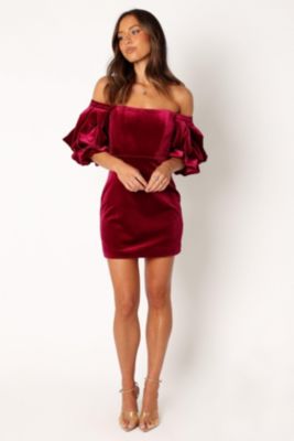 Womens Dali Off Shoulder Velvet Mini Dress