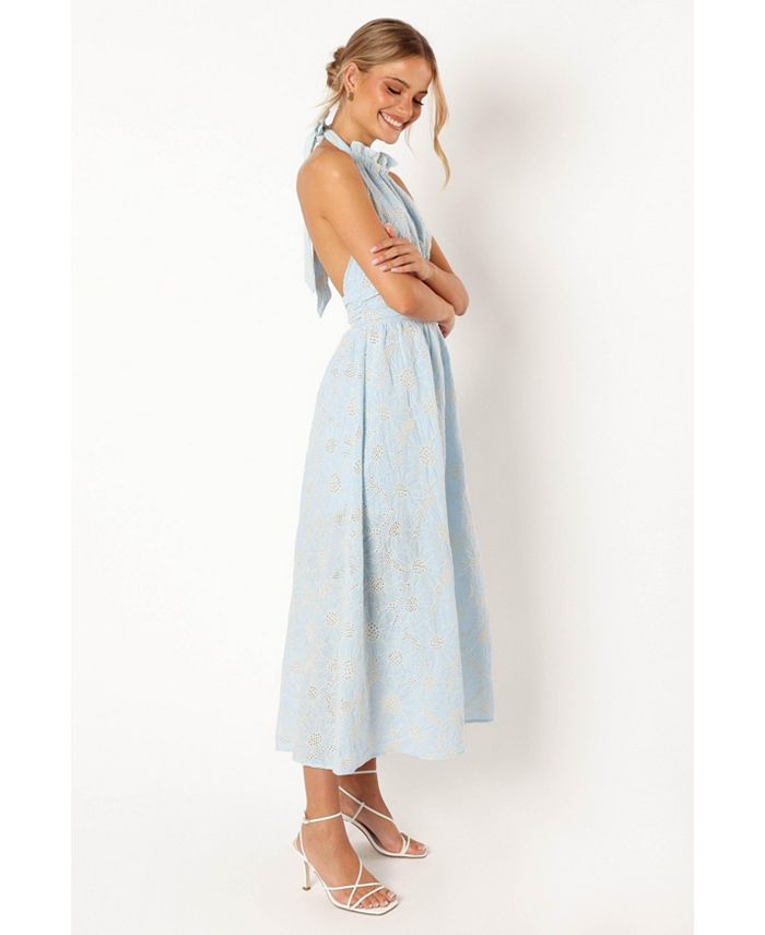 Orly Cutout Linen Maxi Dress In Blue - Cala De La Cruz