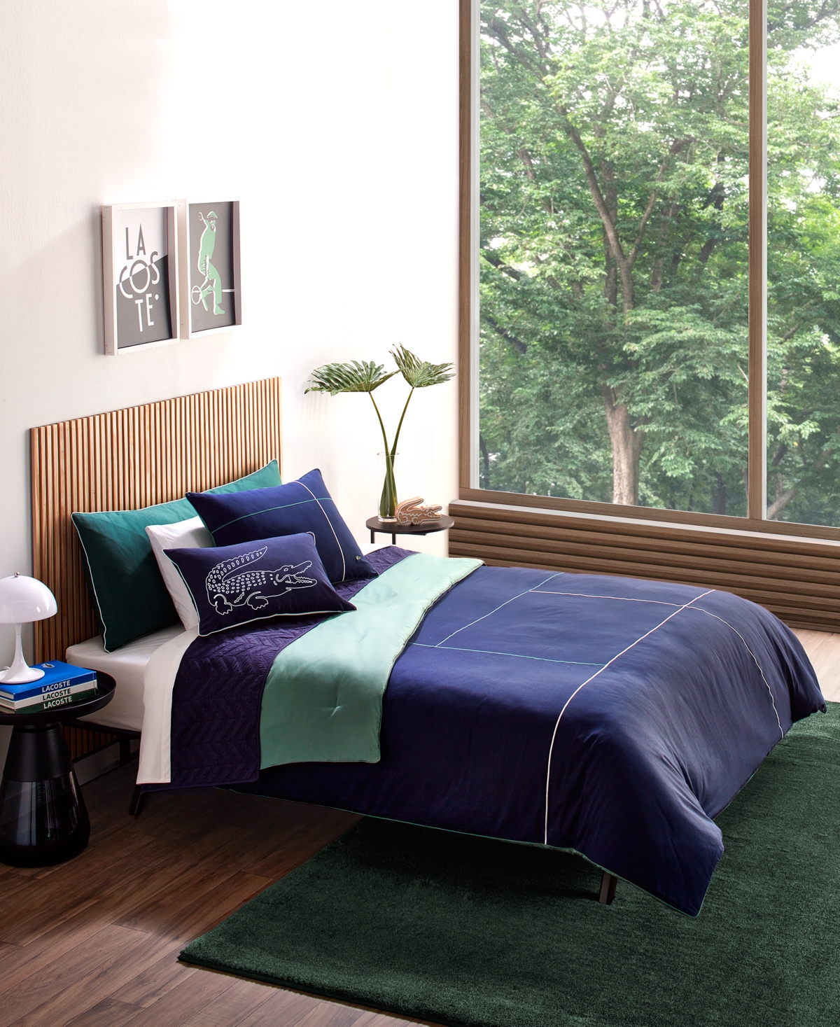 Lacoste Home Court Lines 2-pc. Comforter Set, Twin In Navy
