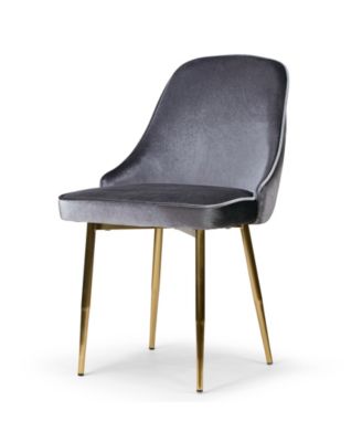 34" Alpha Velvet Fabric, Steel Dining Chair, Set of 2