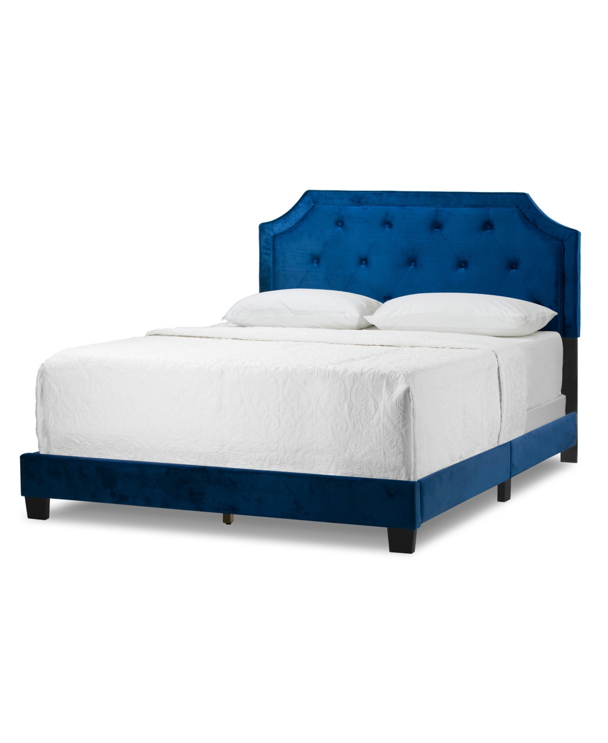 Shop Glamour Home 49.38" Aria Fabric, Rubberwood Queen Bed In Navy