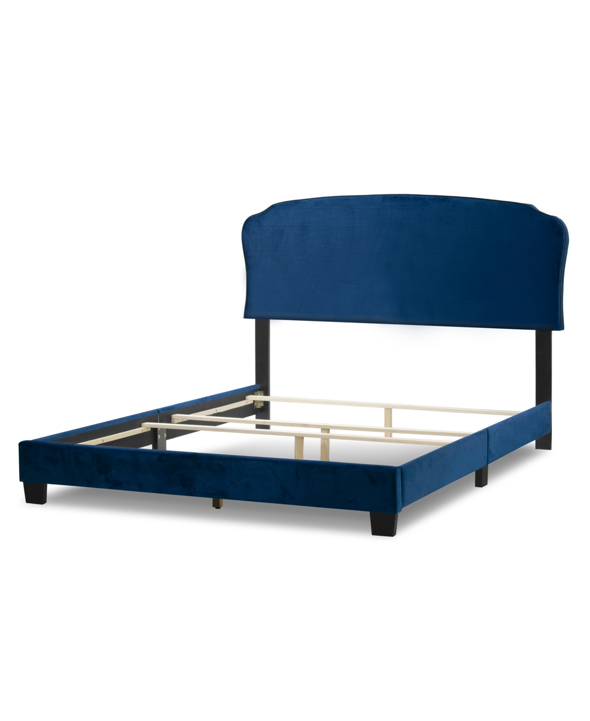 Shop Glamour Home 48.75" Aric Fabric, Rubberwood Queen Bed In Navy
