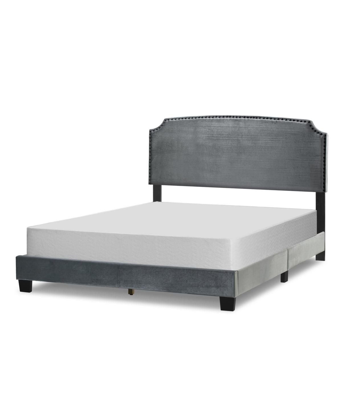 Glamour Home 48.25" Arezo Fabric, Rubberwood Queen Bed In Grey