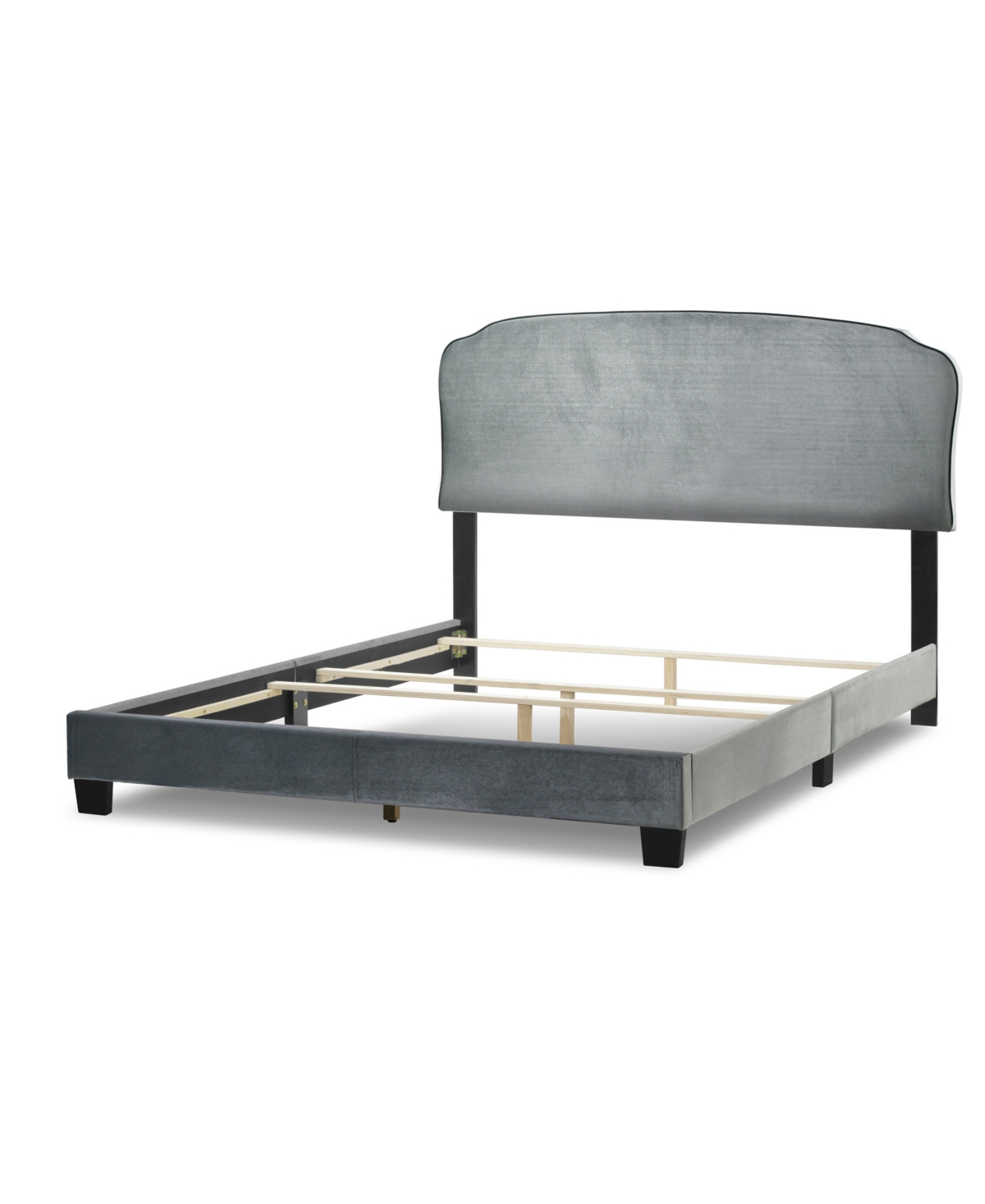 Glamour Home 48.75" Aric Fabric, Rubberwood Queen Bed In Grey