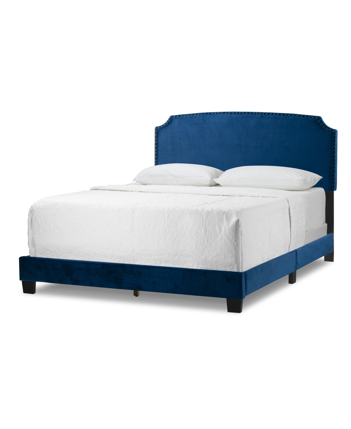 Shop Glamour Home 48.25" Arezo Fabric, Rubberwood Queen Bed In Navy
