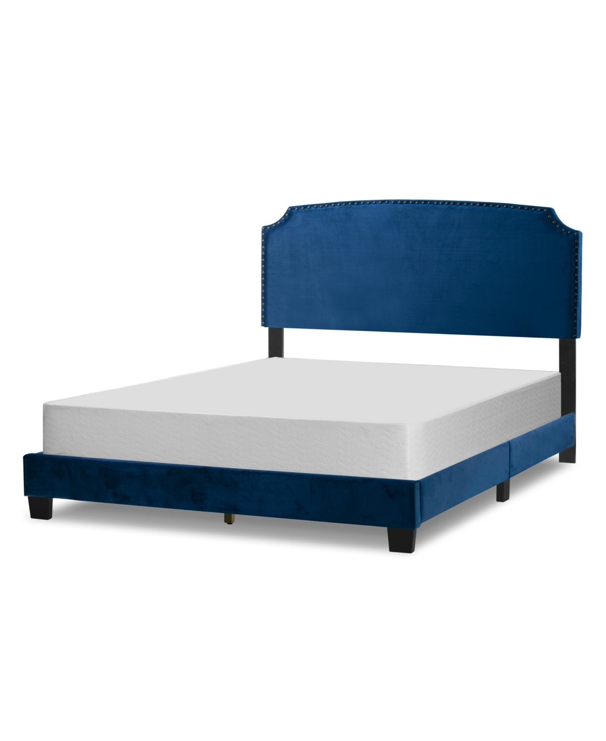 Glamour Home 48.25" Arezo Fabric, Rubberwood Queen Bed In Navy