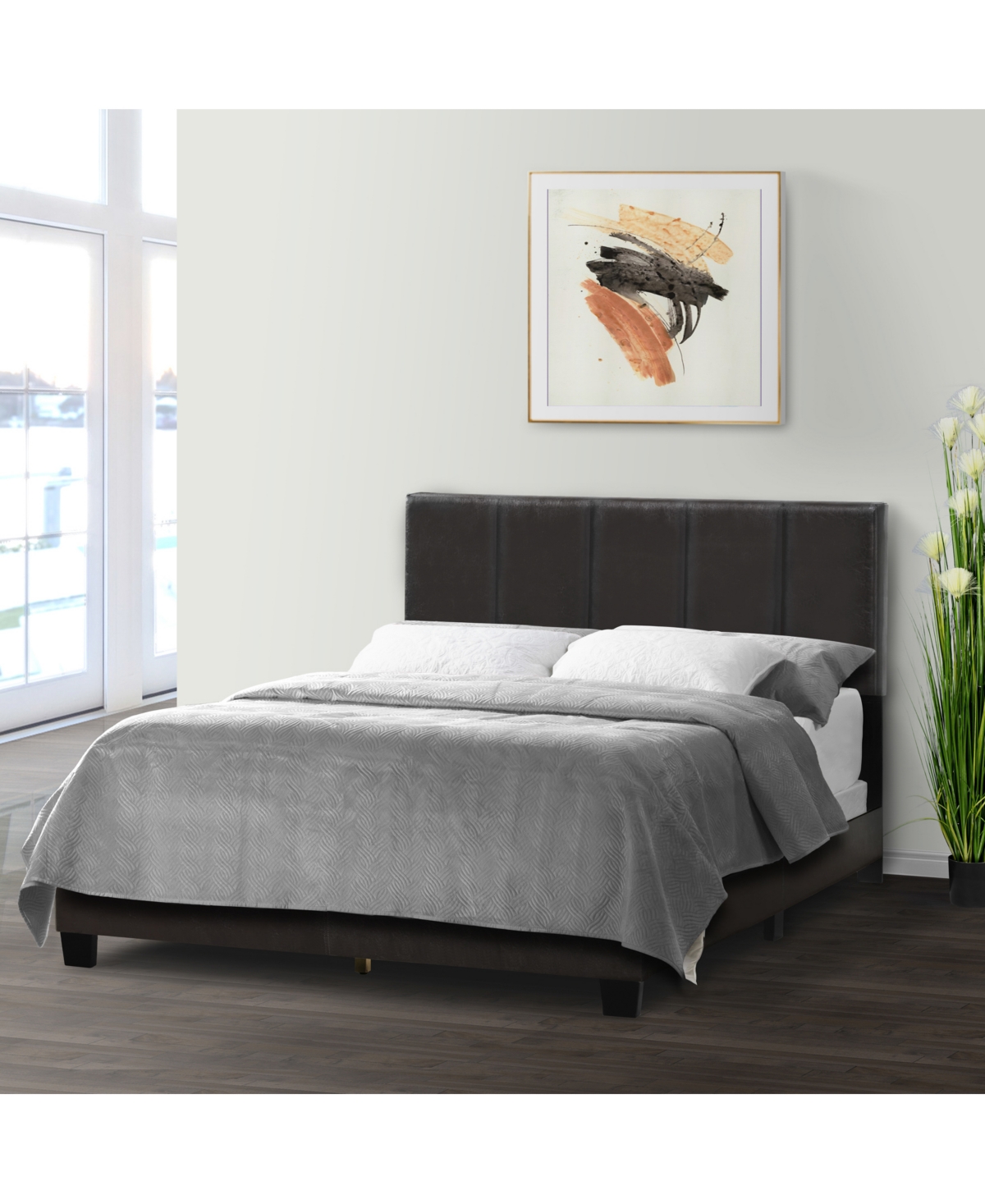 Glamour Home 46.5" Arty Polyester, Rubberwood Queen Bed In Brown