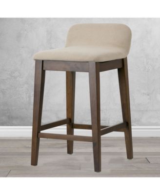 25" Atia Rubberwood, Fabric Counter Height Stool, Set of 2