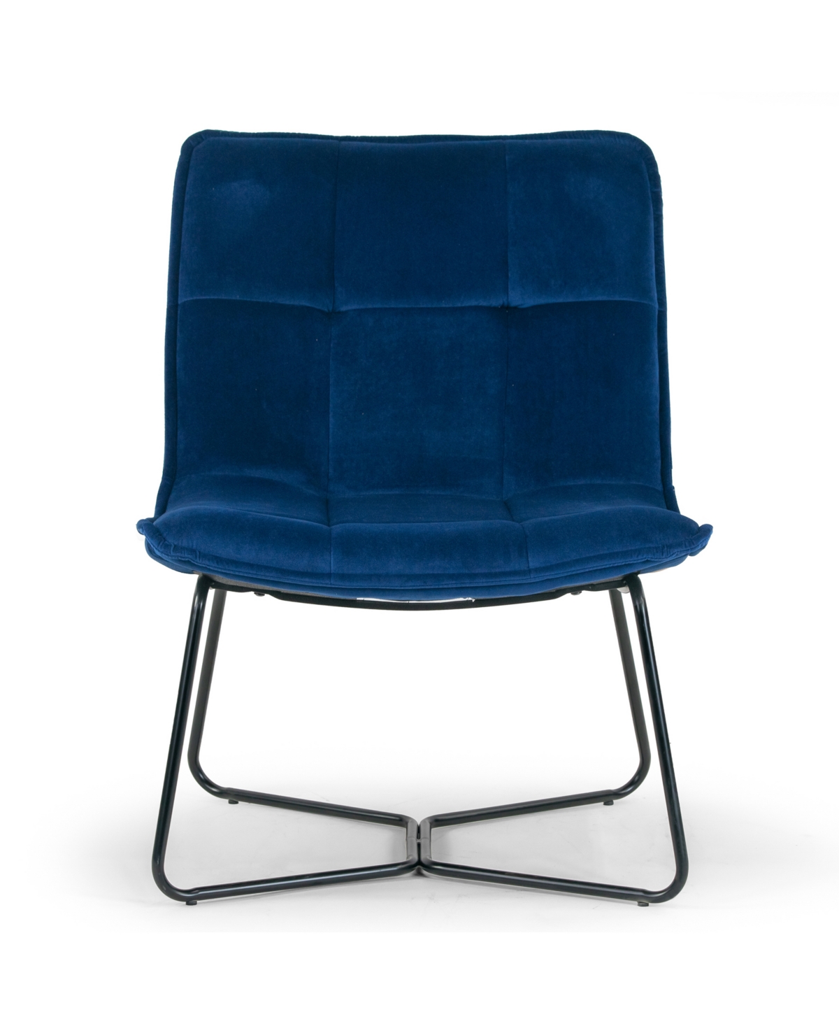 Glamour Home Aurele 26.5" Velvet Fabric Metal Accent Chair In Blue