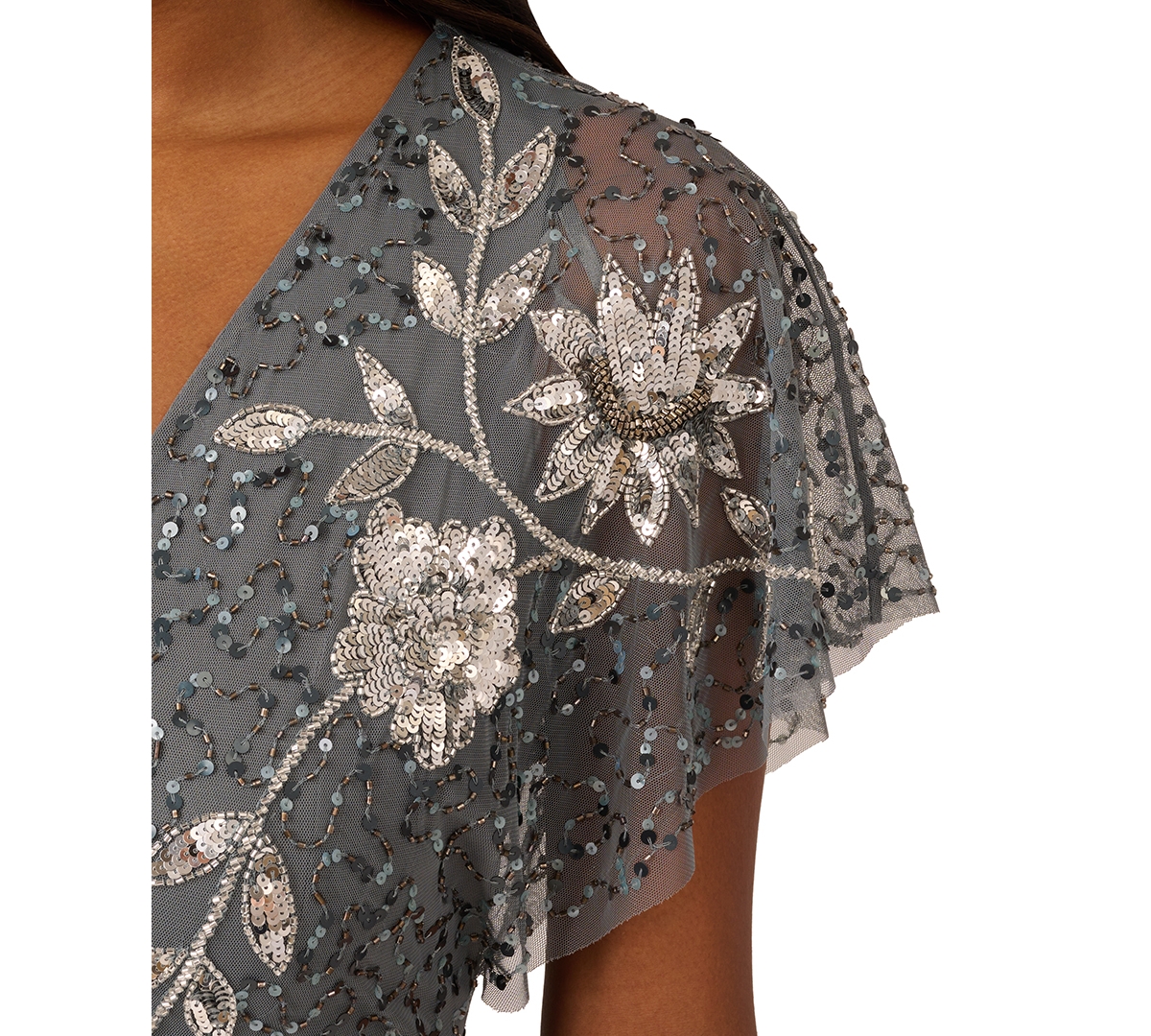 Adrianna Papell Women's Embellished Capelet-Sleeve Party Dress