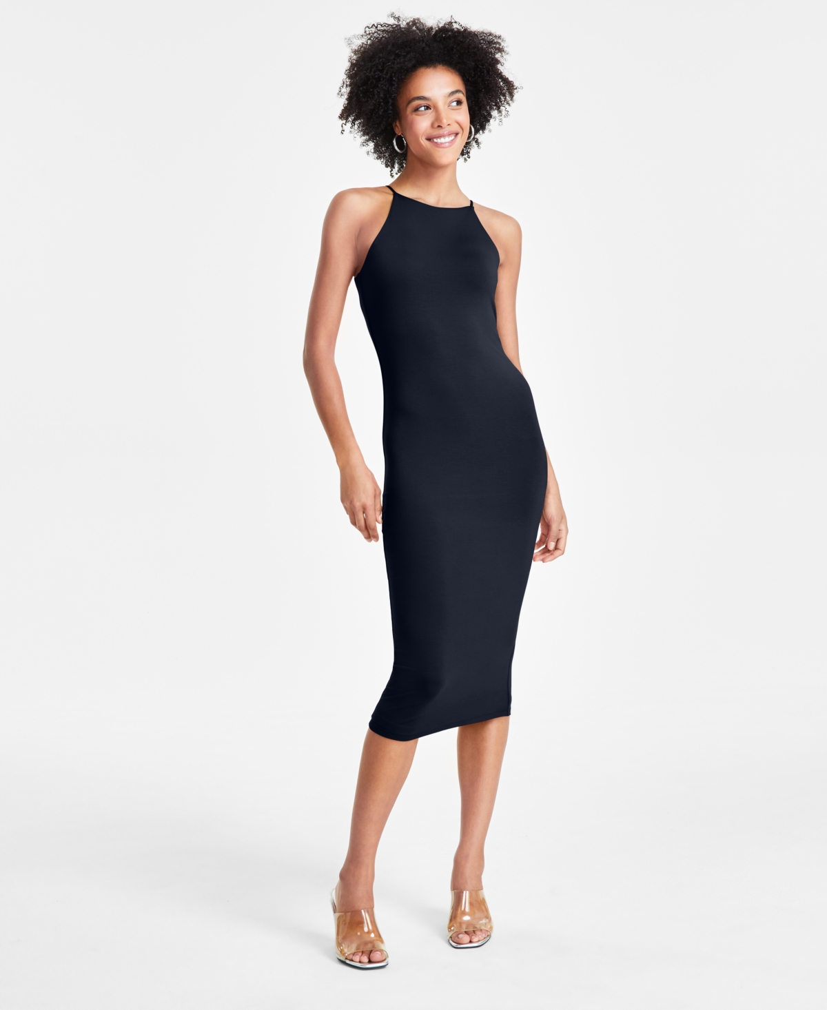 Women's Bungee-Strap Bodycon Midi Dress, Created for Macy's - Pink Peacock