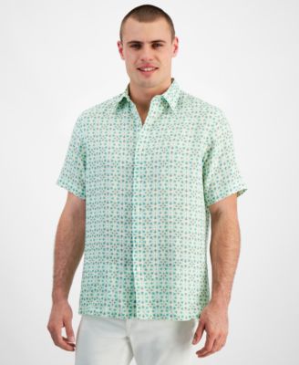 Club Room - Men's Ray Medallion Linen Short Sleeve Shirt