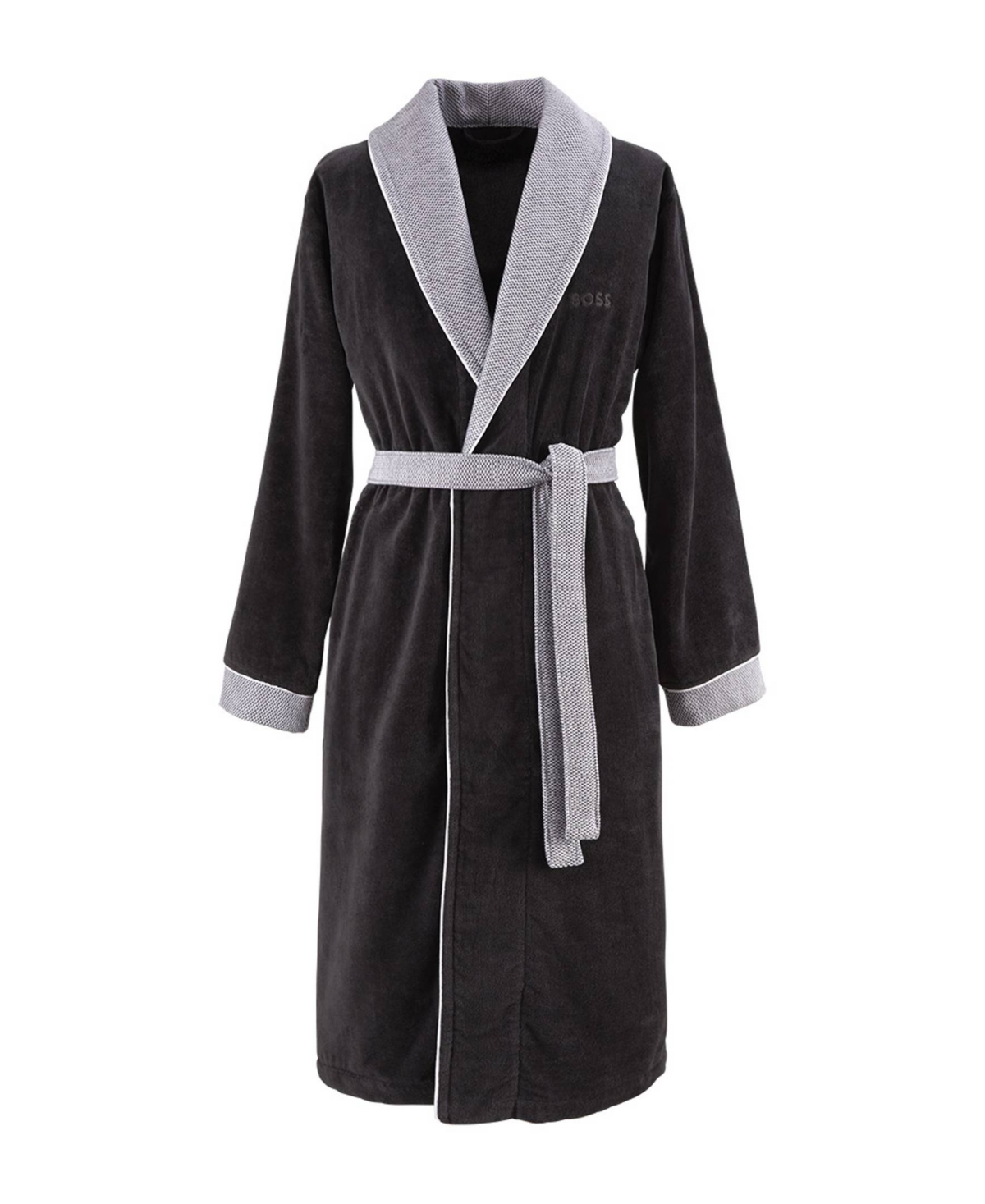 Lord Men's Cotton Velour Shawl Bathrobe - Grey