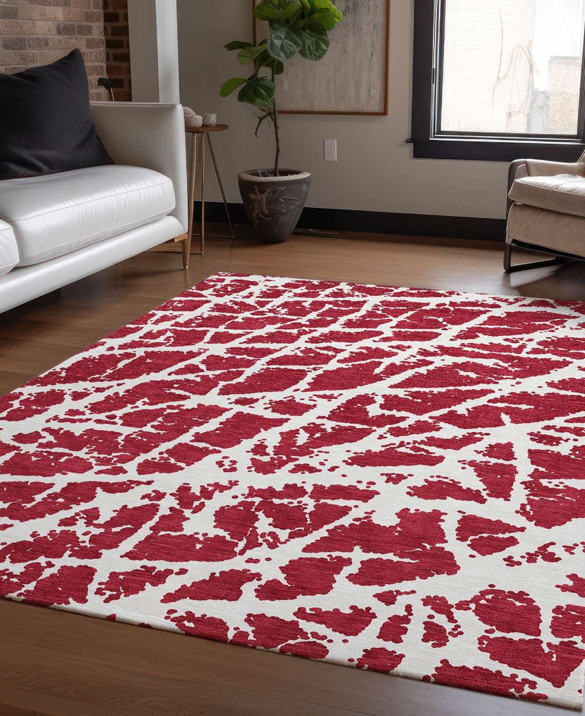 Addison Chantille Machine Washable Acn501 2'6x3'10 Area Rug In Red