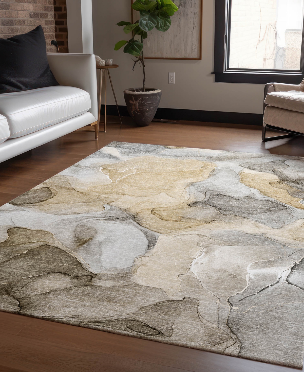 Addison Chantille Machine Washable Acn504 2'6x3'10 Area Rug In Brown