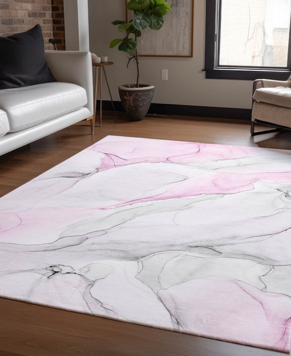 Addison Chantille Machine Washable Acn515 2'6x3'10 Area Rug In Pink