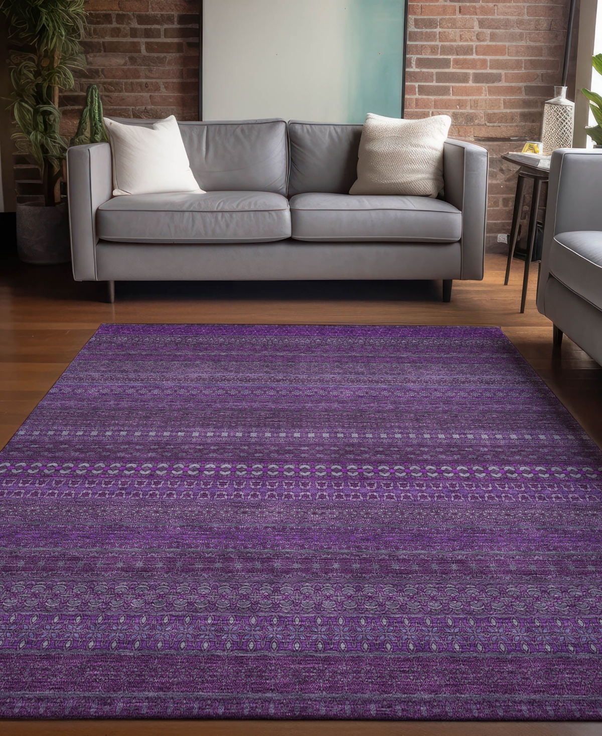 Addison Chantille Machine Washable Acn527 2'6x3'10 Area Rug In Eggplant