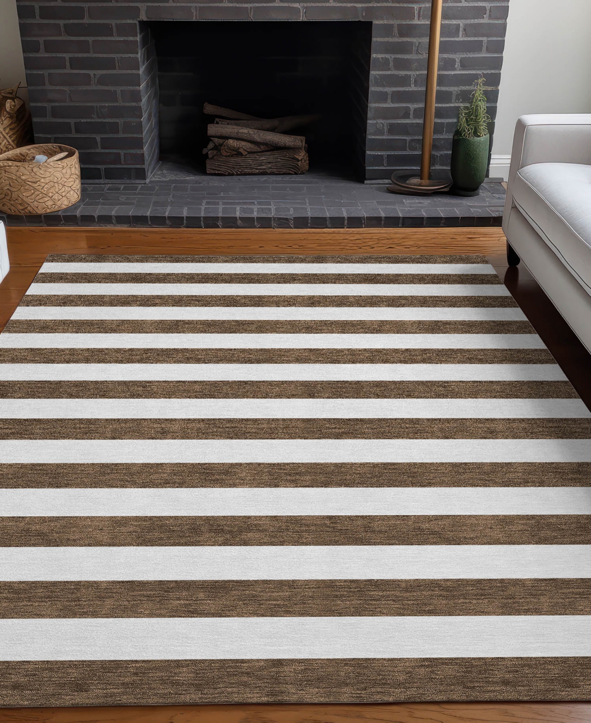 Addison Chantille Machine Washable Acn528 8'x10' Area Rug In Chocolate