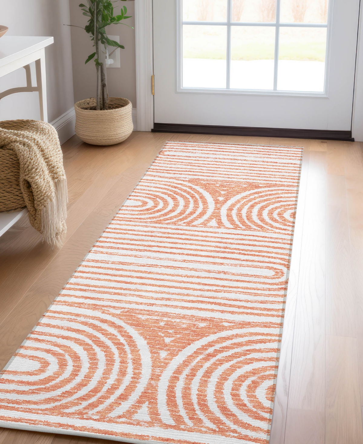 Addison Chantille Machine Washable Acn540 2'3x7'6 Runner Area Rug In Salmon