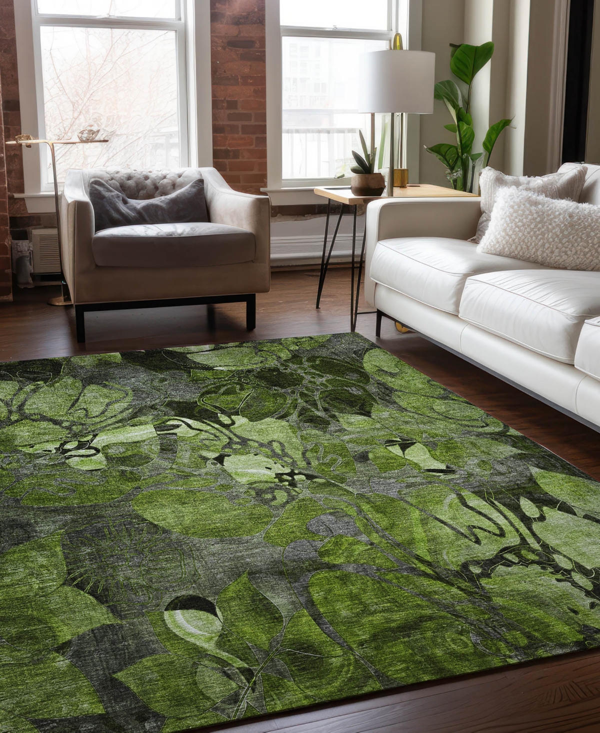 Addison Chantille Machine Washable Acn558 2'6x3'10 Area Rug In Ivy,gray