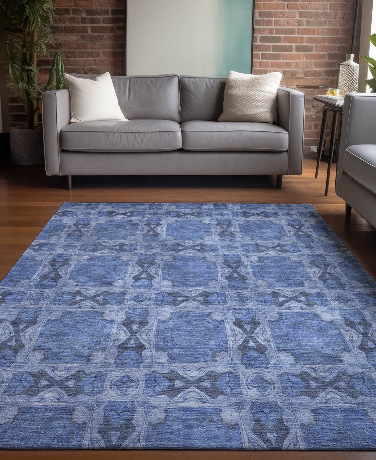 Addison Chantille Machine Washable Acn564 5'x7'6 Area Rug In Denim