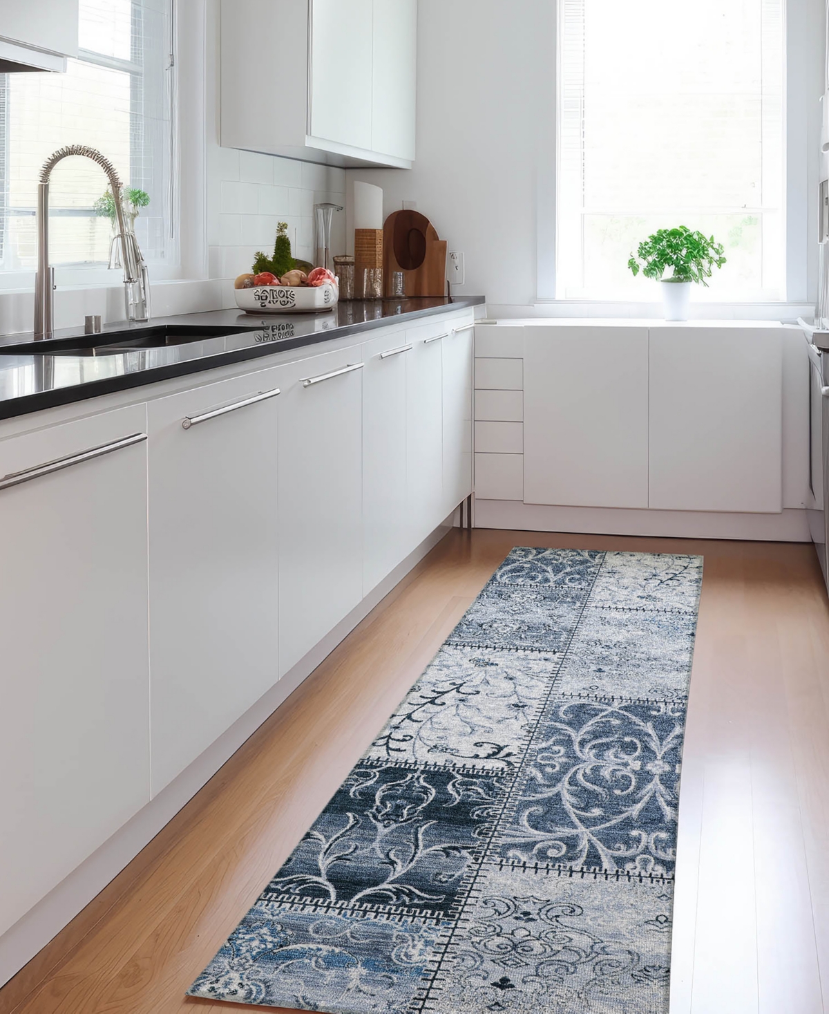 Addison Chantille Machine Washable Acn566 2'3x7'6 Runner Area Rug In Denim