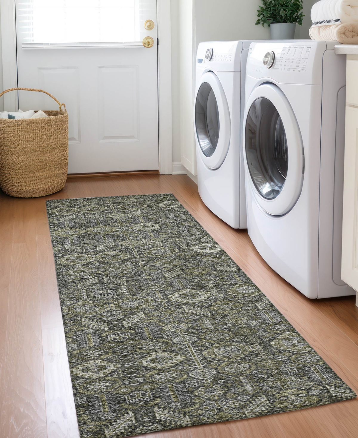 Addison Chantille Machine Washable Acn574 2'3x7'6 Runner Area Rug In Taupe