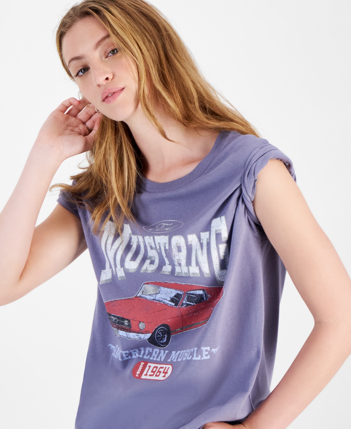 Love Tribe Juniors' Ford Mustang Cotton Graphic T-Shirt