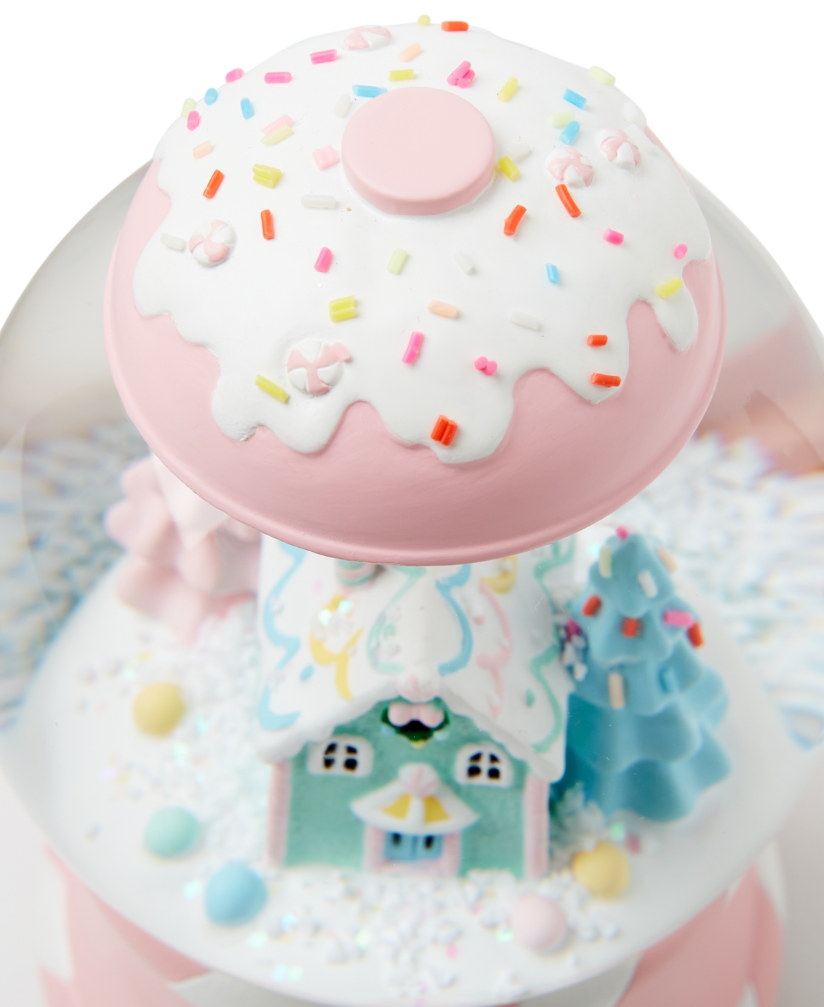 Holiday Lane Sugar Plum Pink And White Gumball Musical Water Globe, Created for Macy's