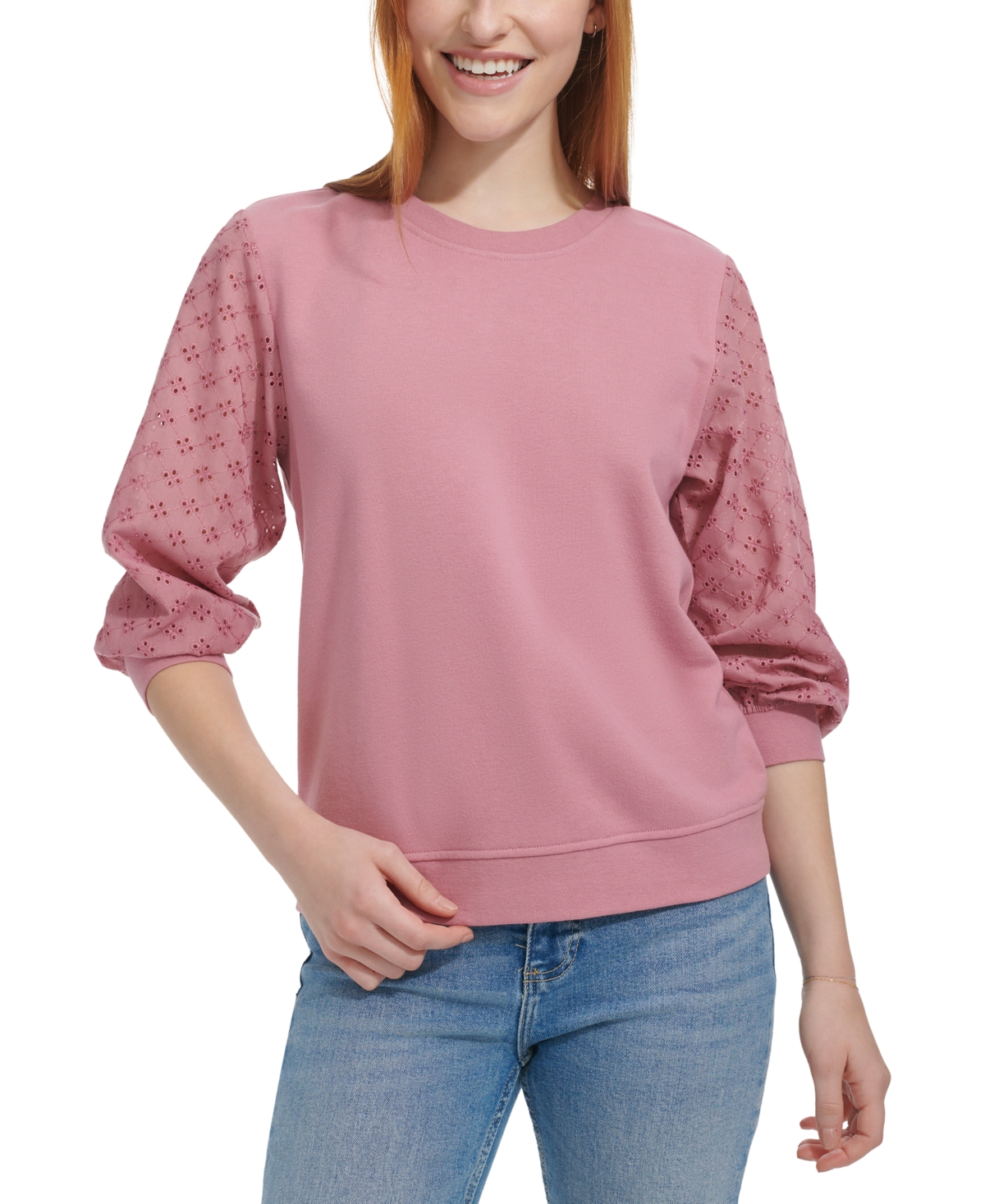 MARC NEW YORK ANDREW MARC SPORT WOMEN'S EMBROIDERED-SLEEVE TOP 