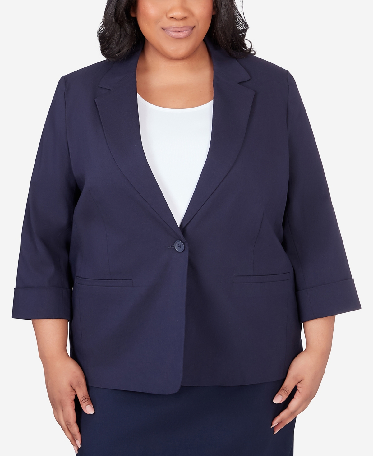 Shop Alfred Dunner Plus Size Classic Fit Blazer Jacket In Navy