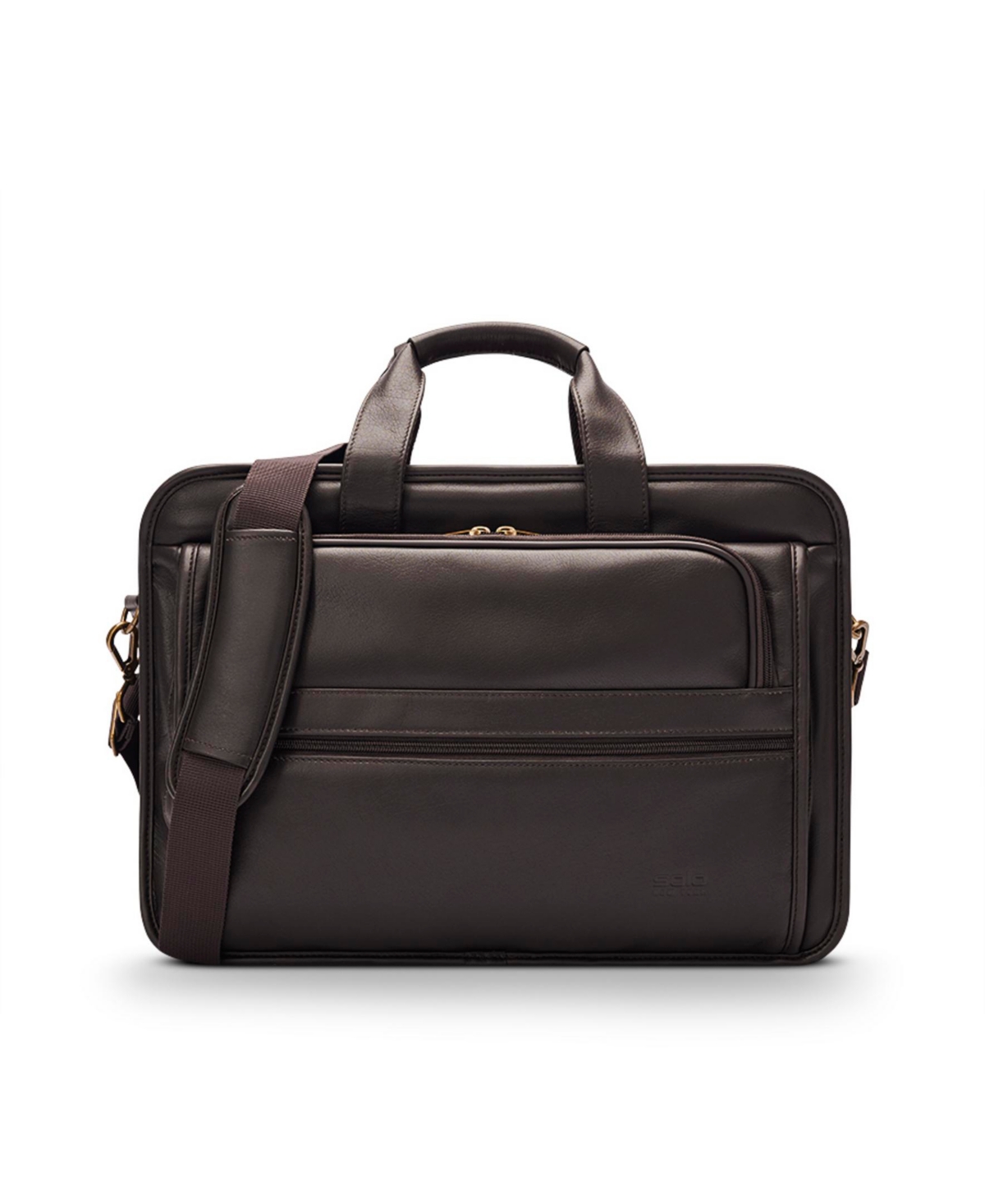 New York Classic Leather Briefcase - Dark Brown