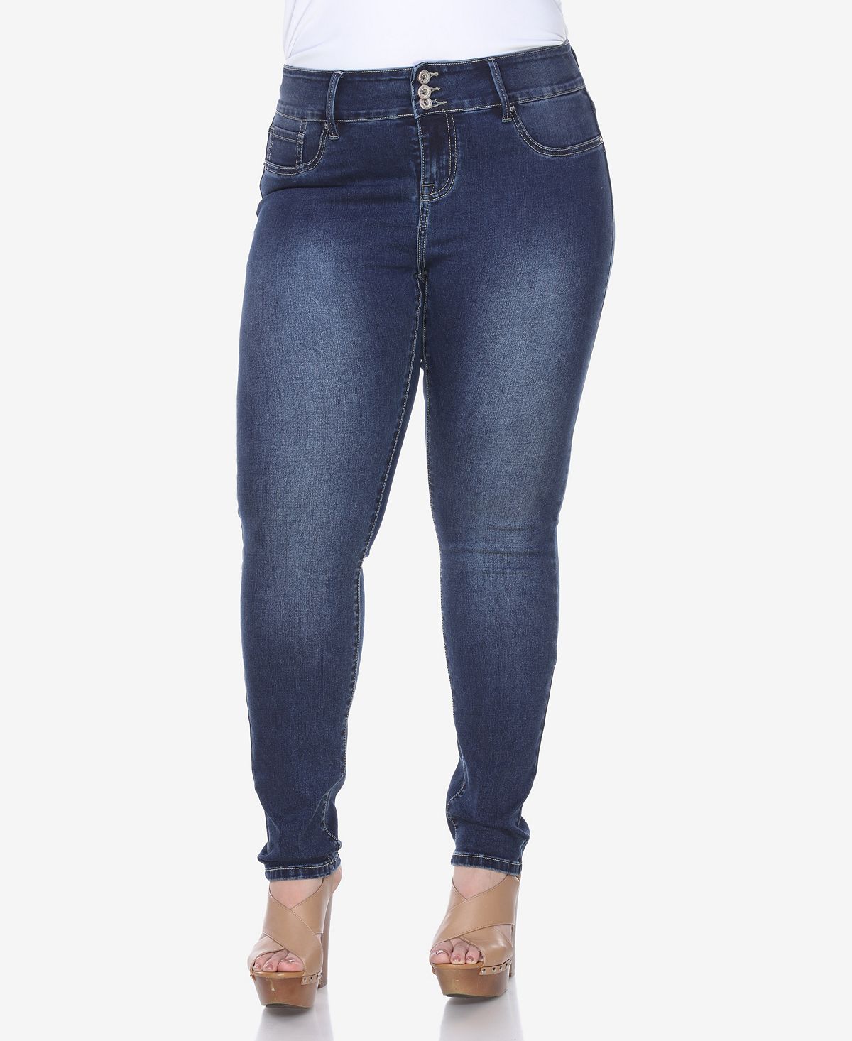 White Mark Plus Size Super Stretch Denim view 1 — MAYCSS fashion products