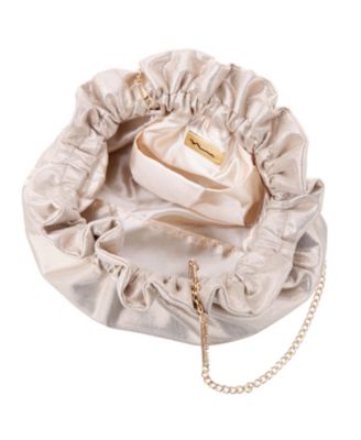 Metallic Gathered Crossbody Pouch Bag