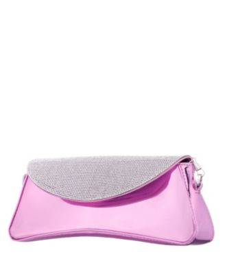 Crystal Flap Mirror Metallic Patent Clutch Bag