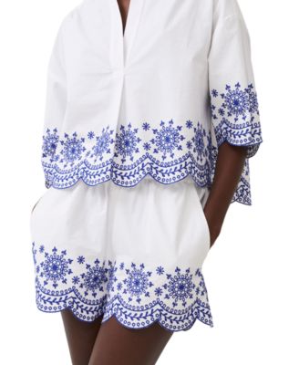 French Connection - Women's Alissa Embroidered Cotton Shorts