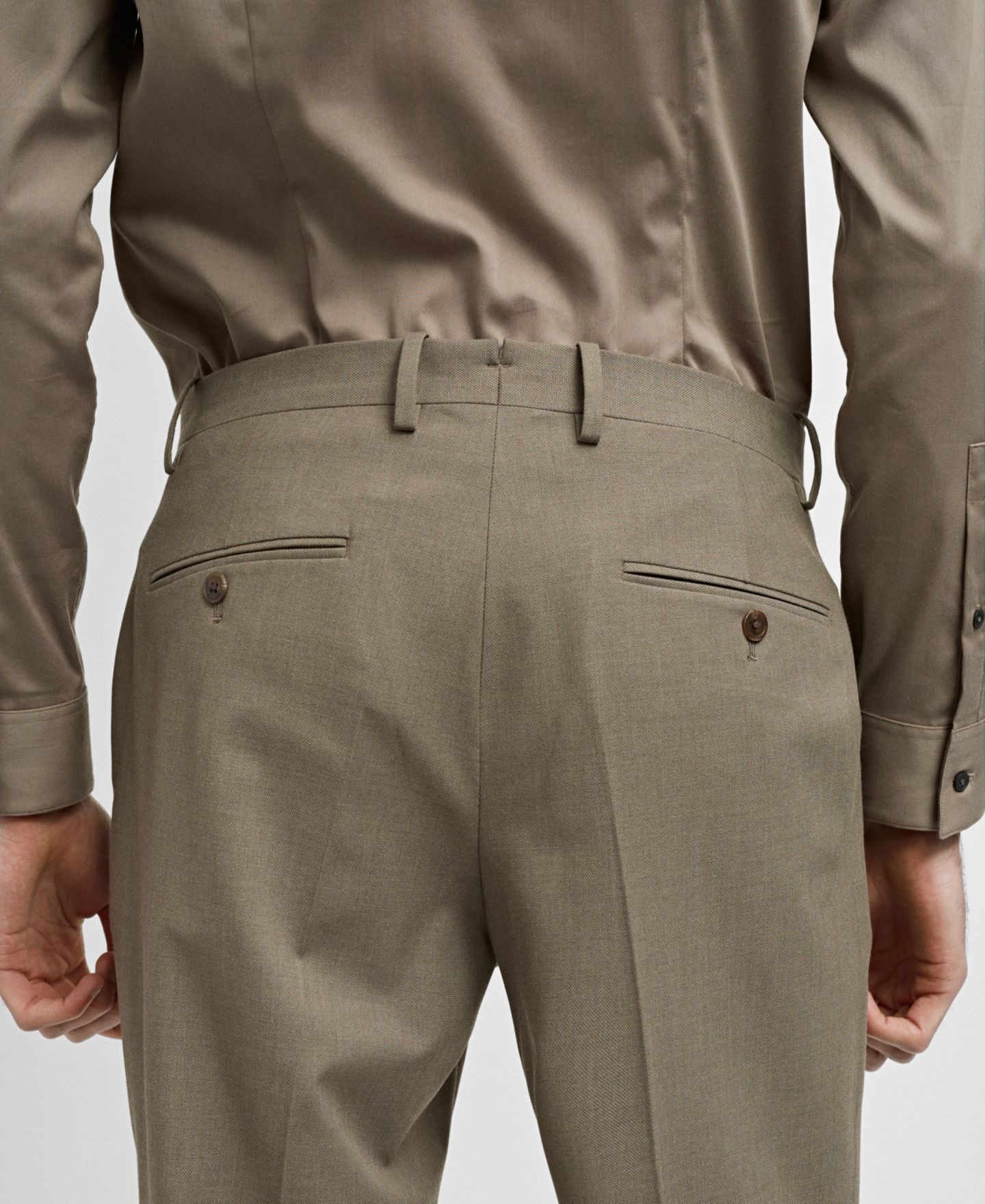 Мужские брюки MANGO Stretch Fabric Slim-Fit Suit, цвет: Зелёный — фото 3