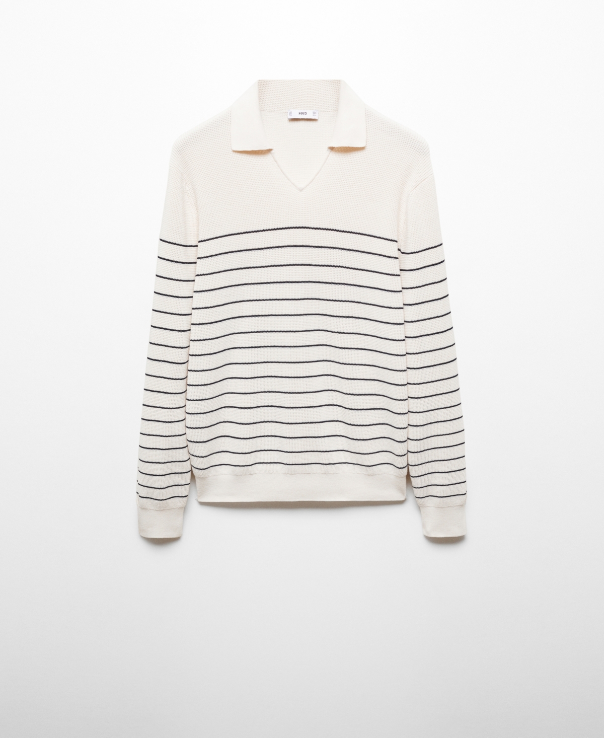 Men's Striped Polo-Style Sweater - Off White