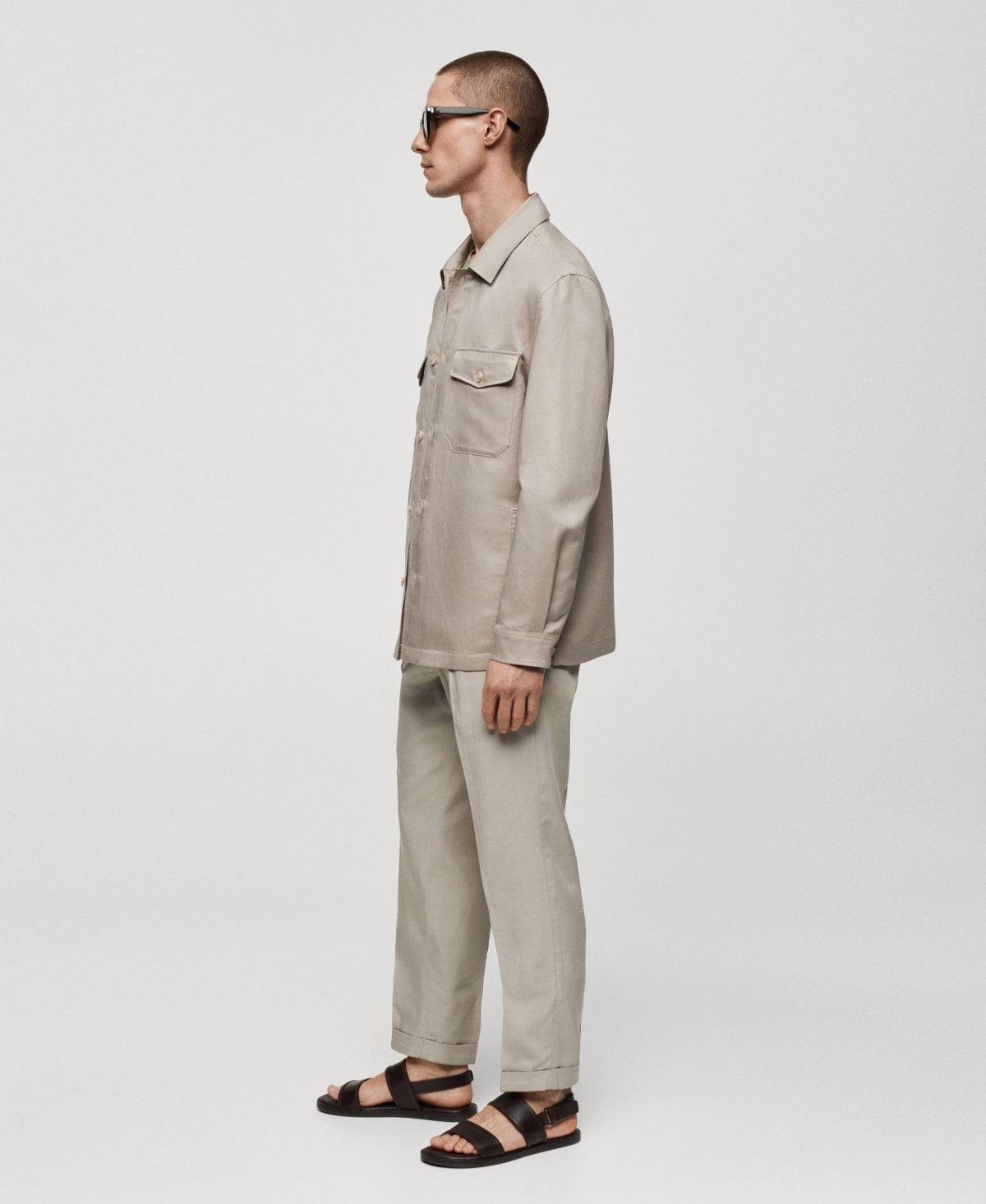 Mango Men's Linen Pockets Detail Overshirt
