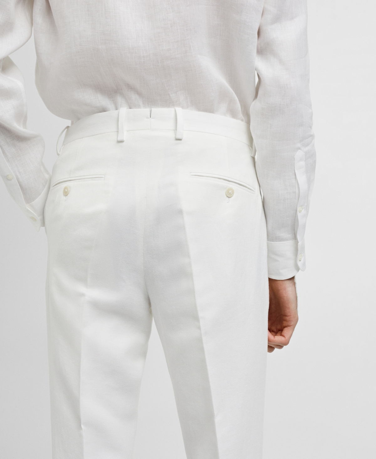 Shop Mango Men's Slim Fit Cotton And Linen Suit Pants In White