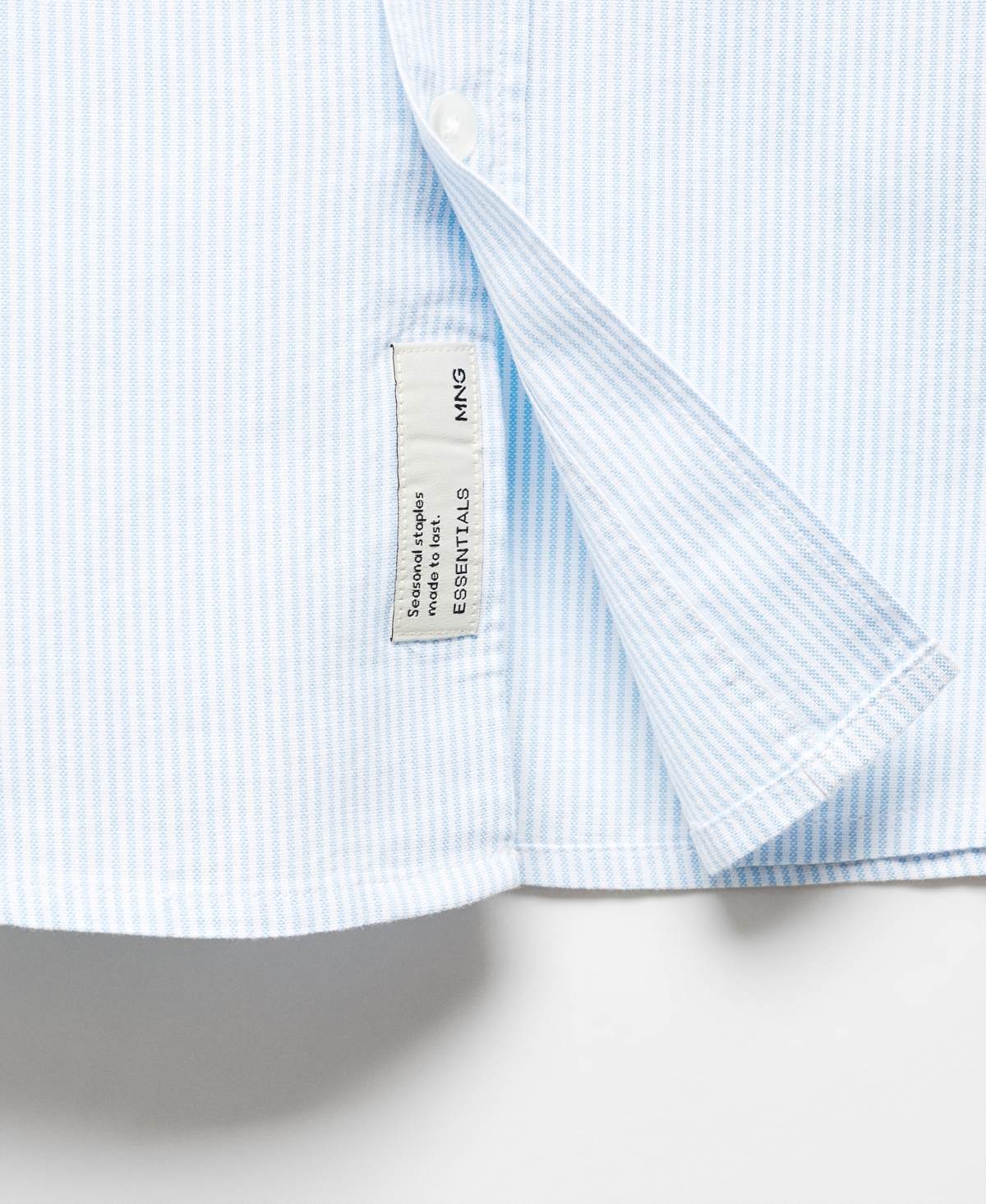Shop Mango Men's 100% Cotton Kodak Striped Shirt In Aqua Green