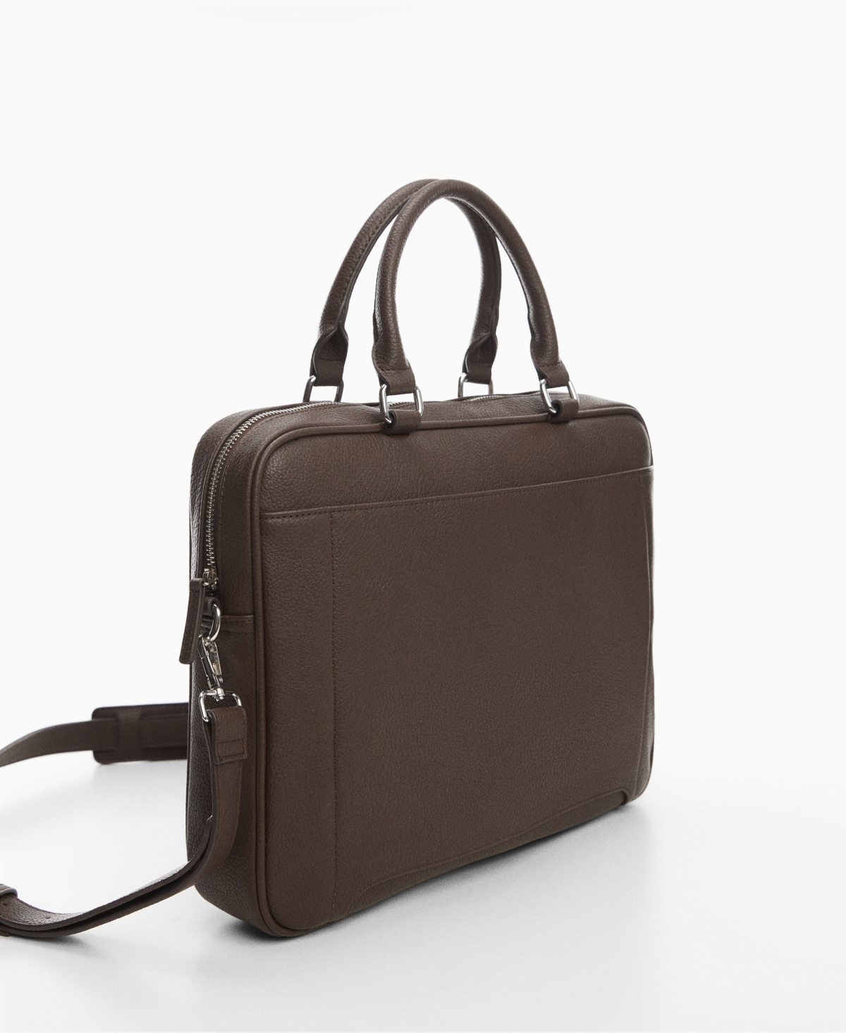 Men's Leather-Effect Briefcase - Chocolate